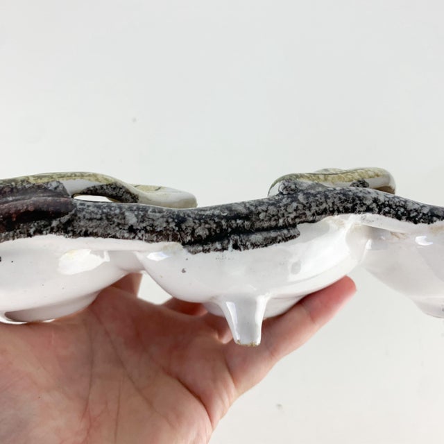 Vintage Italian Divided Floral Pottery Nut Dish Hand Painted Signed Numbered For Sale - Image 9 of 10