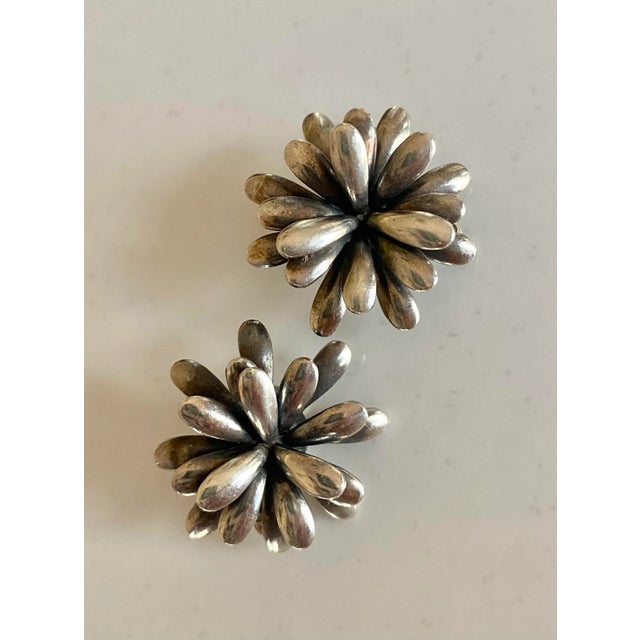 Sterling Silver Floral Earrings by S. Christian Fogh (Denmark) For Sale - Image 4 of 8