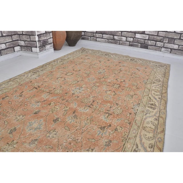 1960s Apricot Colour Oushak Vintage Rug For Sale - Image 5 of 10