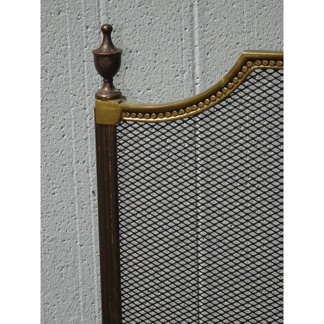 Vintage French Louis XVI Style Brass Fireplace Screen Maison Jansen Style For Sale - Image 12 of 14