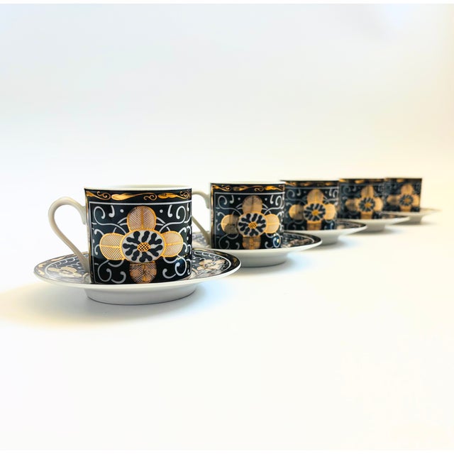 Black Georges Briard Royal Tapestry Mugs and Saucers - Set of 5 For Sale - Image 8 of 10