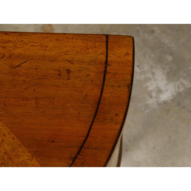 Walnut 19th Century Italian Demi-Lune Table with Banding and Fluted Legs For Sale In Atlanta - Image 6 of 12