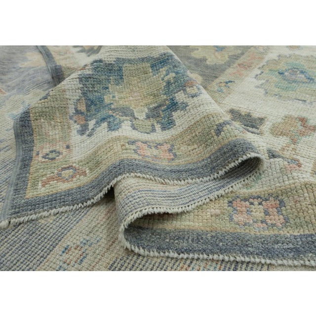 Textile Gray & Green Turkish Oushak Rug 5'9" x 9' For Sale - Image 7 of 9