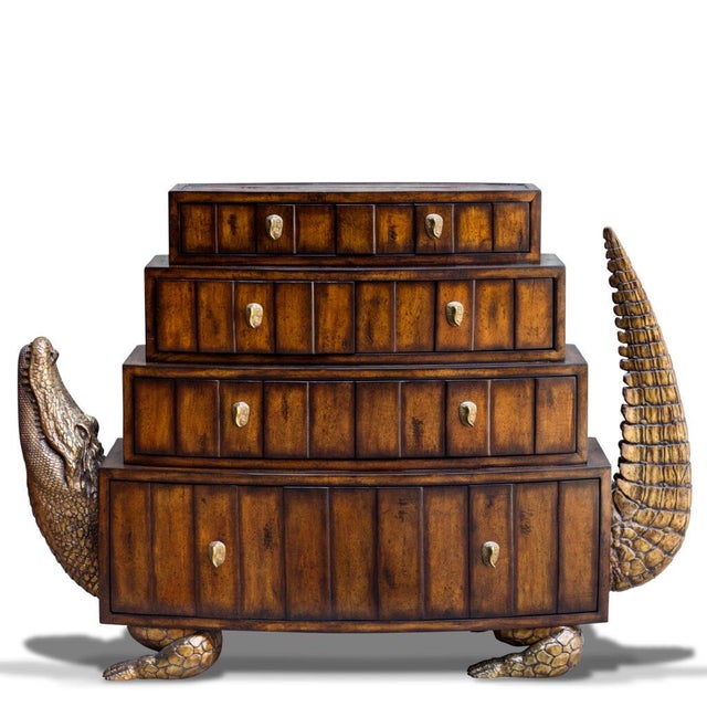Stunning Alligator Motif Five Drawer Floating Chest For Sale In West Palm - Image 6 of 9