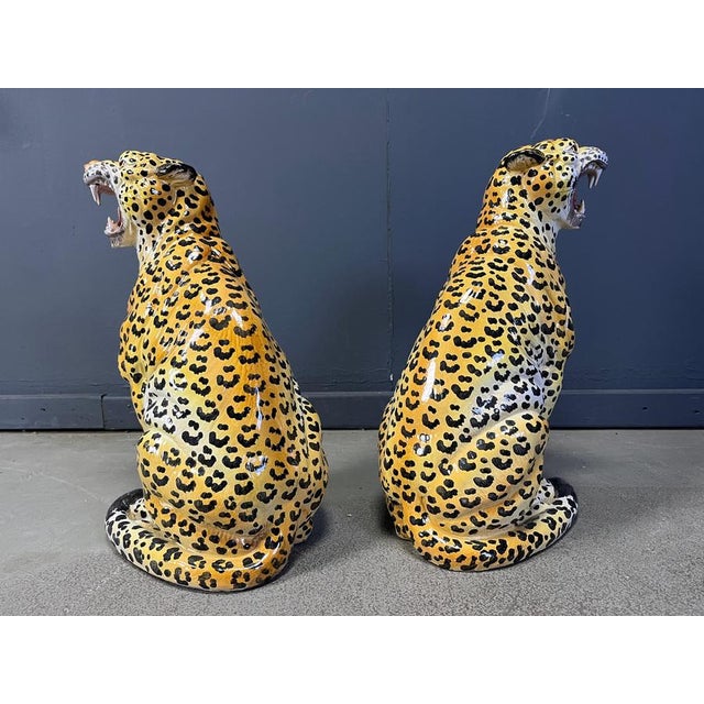 Italian Glazed Terracotta Leopard Figures, 1960s For Sale - Image 11 of 14