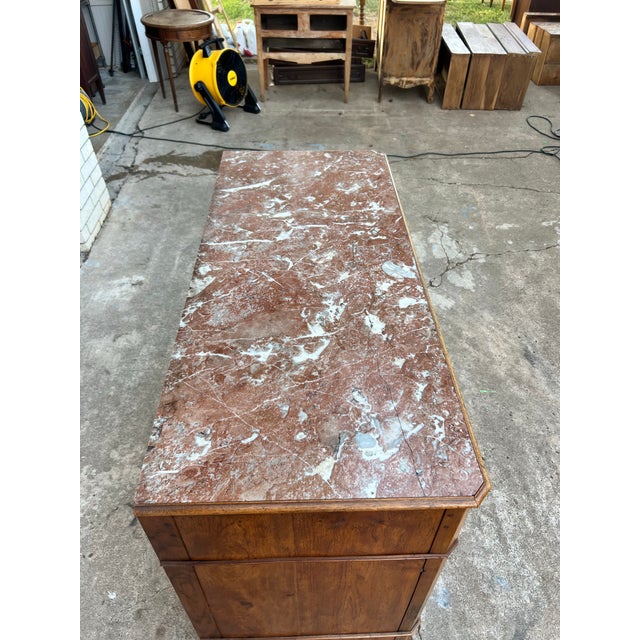 Mid 19th Century French 19th Century Louis Philippe Walnut Marble Top Commode For Sale - Image 5 of 12