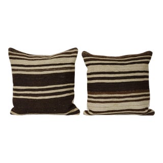 Turkish Hemp Kilim Pillow Cover - A Pair For Sale