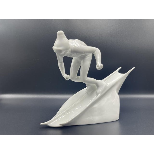 Mid-Century Modern Vintage Slalom Skier Figure in Porcelain from Royal Dux, 1950s For Sale - Image 3 of 14