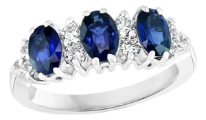 2.5ct Blue Sapphire & 0.6ct Diamond Cocktail Ring in 18 Karat White Gold Estate