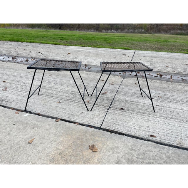 Russell Woodard Wrought Iron Stacking Side Table in the Style of Woodard - a Pair For Sale - Image 4 of 5