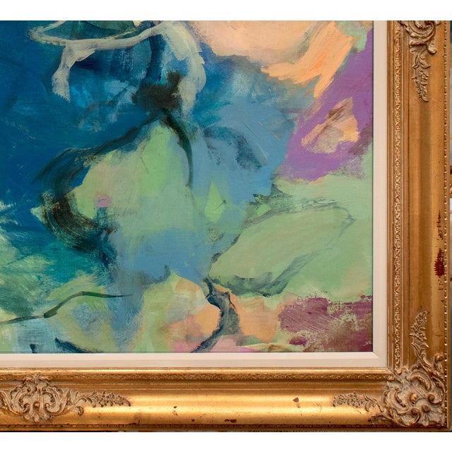 Contemporary Oversized Abstract Oil Painting in Vintage Gold Frame For Sale - Image 3 of 5
