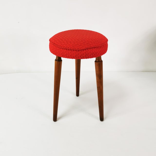 Stool originating from Czechoslovakia, 1960s. It is characterized by a spatial, modernist form. Made of: beech...
