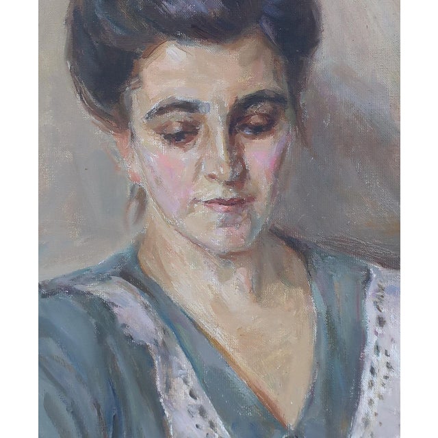 Original Oil Portrait Painting: Young Girl, Soviet Ukrainian Art 54-45 For Sale - Image 4 of 6