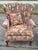 Pair of lovely French style channel back upholstered wingback chairs. The matched pair have slightly different builds, but...