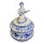Vintage Gzhel Porcelain Lidded Trinket Box With Woman Play Guitar Finial For Sale