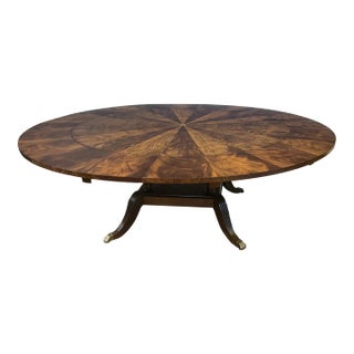 Large Round Perimeter Leaf Mahogany Dining Table by Leighton Hall - Showroom Sample For Sale