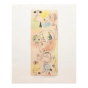 1950s After Joan Miro "Woman and a Bird at Night", First Edition Swiss Full-Color Print