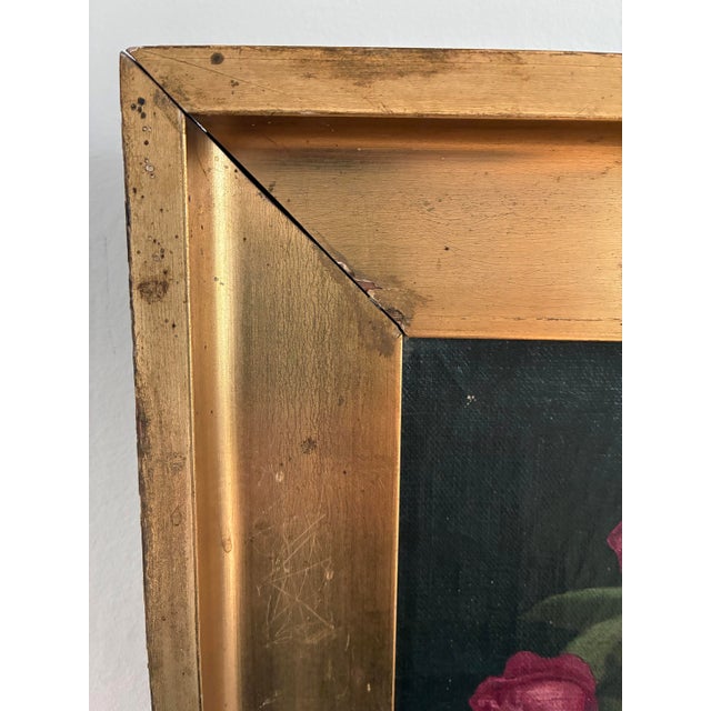 Rose Vintage Original Floral Rose Still Life Oil Painting For Sale - Image 8 of 13
