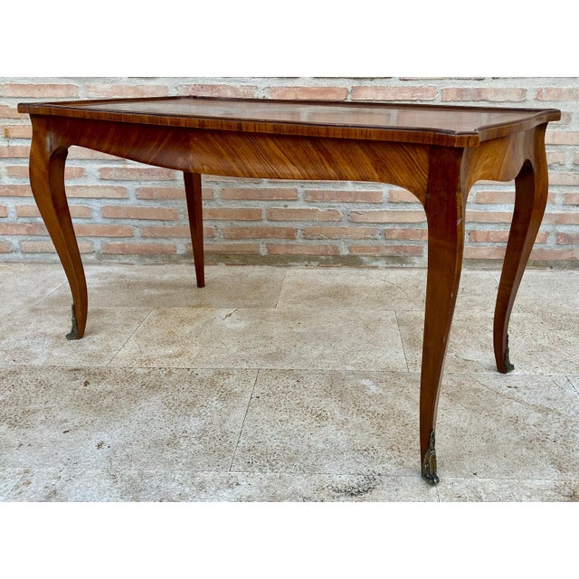 French Marquetry Bronze Ormolu Mounted Center or Coffee Table, 1920s For Sale - Image 4 of 18