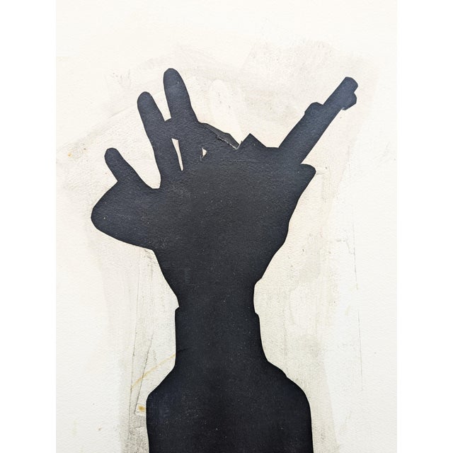 Contemporary neutral toned social commentary collage by Texas based artist Ken Luce. Created using modified shooting range...