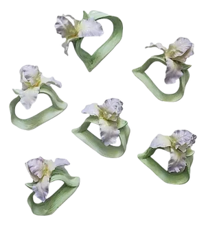 Set of 6 Orchid Napkin Rings Fine Bone China Floral Flowers