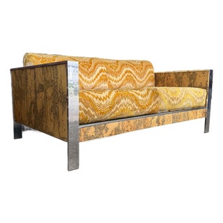 Adrian Pearsall Chrome & Cork Loveseat Sofa for Craft Associates (1 of 2) For Sale
