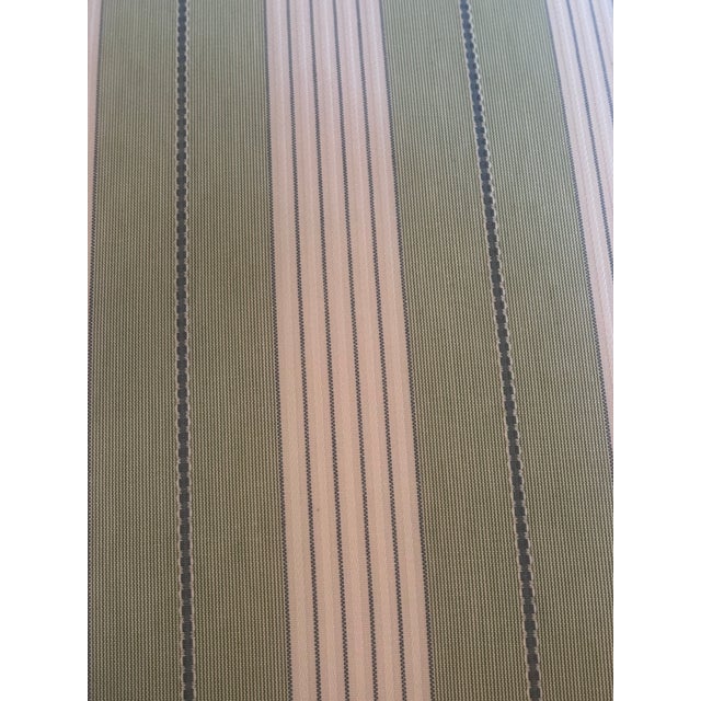 Wood Pair of White Oval Spider Back Chairs Newly Upholstered in Schumacher Green & White Audrey Stripe For Sale - Image 7 of 8