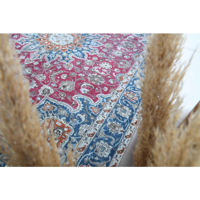 Raspberry Red 1970s Vintage Persian Handmade Wool Cotton Light Red Area Rug For Sale - Image 8 of 11