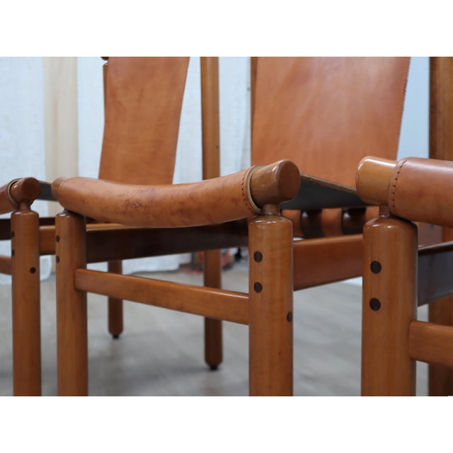 Vintage Walnut and Leather Chairs by Ilmari Tapiovaara for La Permanente, 1960s, Set of 4 For Sale - Image 12 of 18