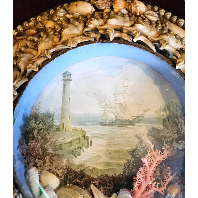 Edwardian Shellwork Valentine Diorama of a Lighthouse With Ship For Sale In Philadelphia - Image 6 of 11
