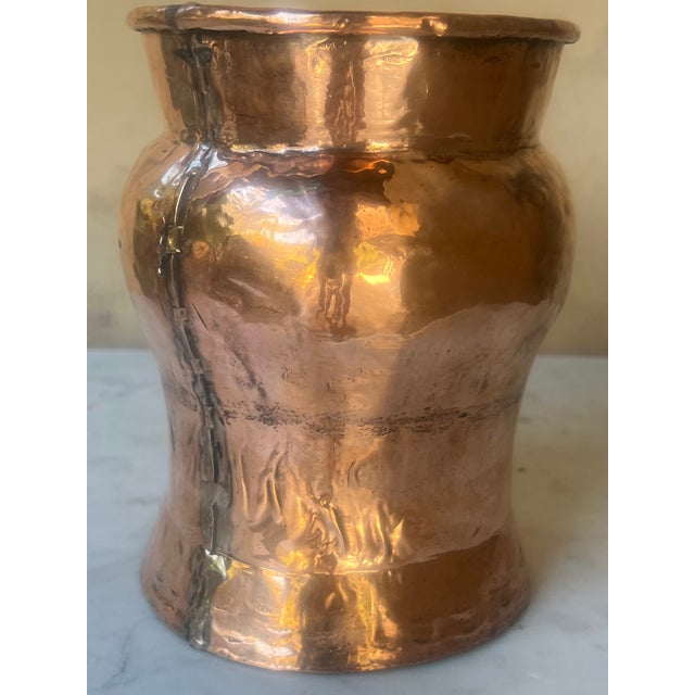 Metal 19th Century French Copper Hand- Crafted Vase For Sale - Image 7 of 12