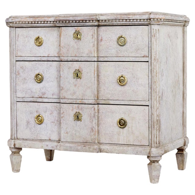 19th Century Swedish Painted Breakfront Chest of Drawers For Sale