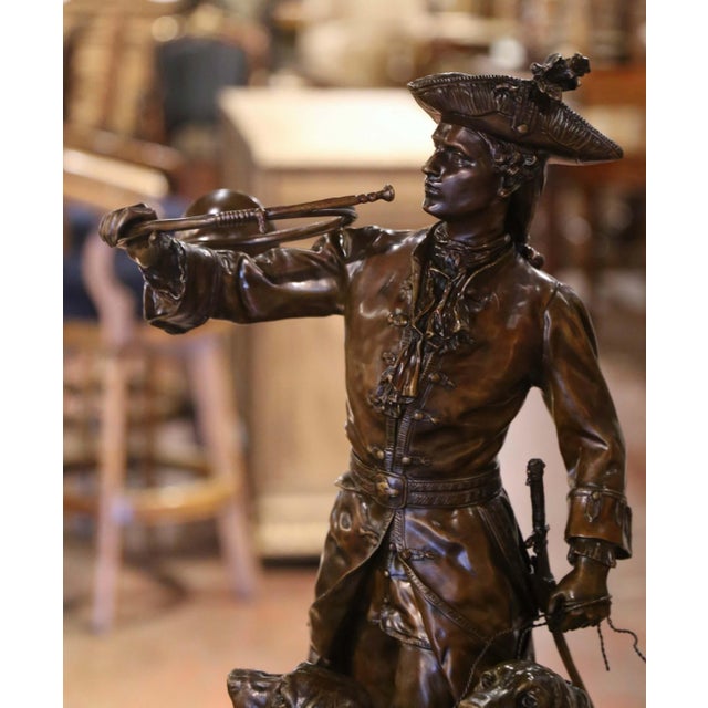 Bronze 19th C. Patinated Bronze Hunter and Dog Composition Signed H. Moreau For Sale - Image 8 of 12