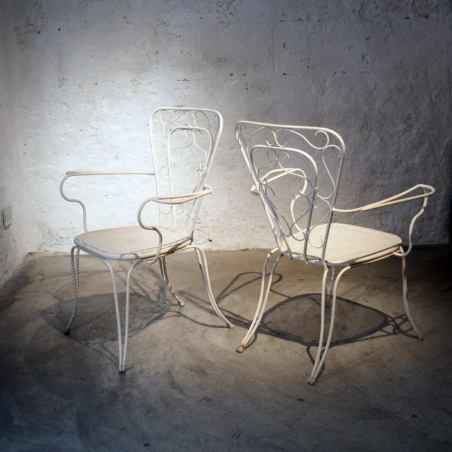 Wrought Iron Garden Chairs, 1950s, Set of 4, in Good conditions. Designed 1950 to 1959 This piece is attributed to the...