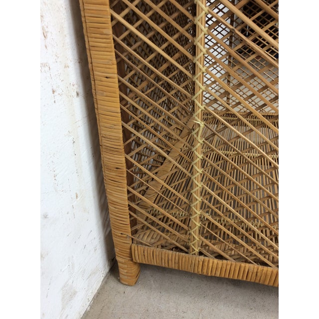 Brown Vintage Boho Chic Rattan Shelving Unit With Arched Top For Sale - Image 8 of 10