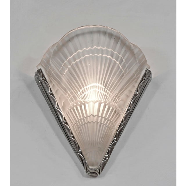 Silver Pair of French Art Deco Wall Sconces by Noverdy 1925 France - 2 Pairs Available For Sale - Image 8 of 10