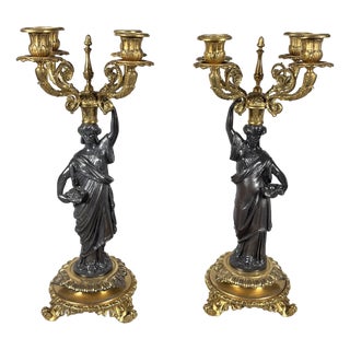 Antique Napoleon III Candleholders, 1850, Set of 2 For Sale