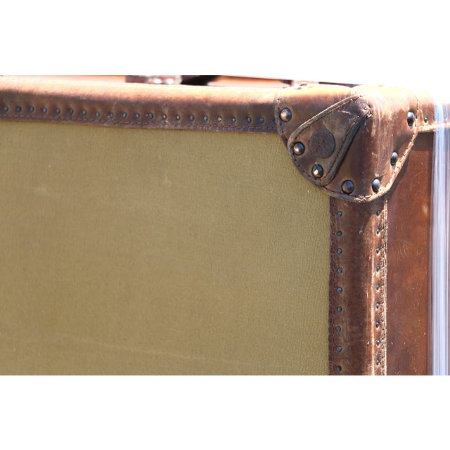 Restoration Hardware Vintage Leather Trunk Coffee Table | Campaign Style Storage Chest Cocktail Table For Sale - Image 18 of 18