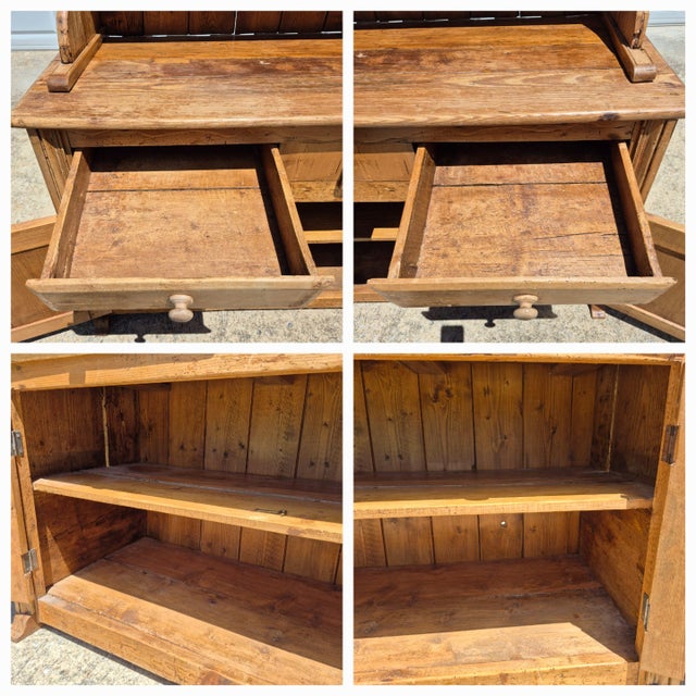 Brown Circa 1890s English Scrubbed Pine Hutch Cabinet Welsh Dresser Cupboard W/ Plate Racks For Sale - Image 8 of 18