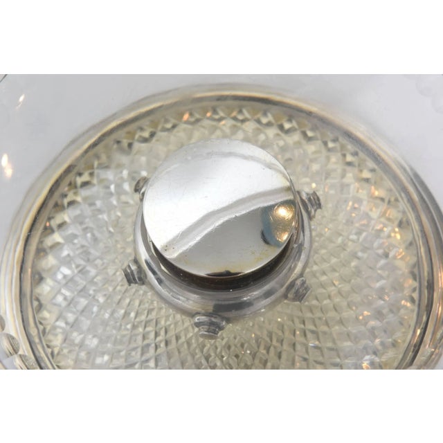 Large Art Deco Silver Plate Cut Glass Bowl / Compote Centerpiece For Sale In Miami - Image 6 of 11
