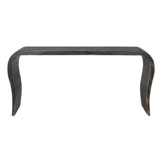Late 20th Century Paint Patina Elm Curved Form Console Table For Sale