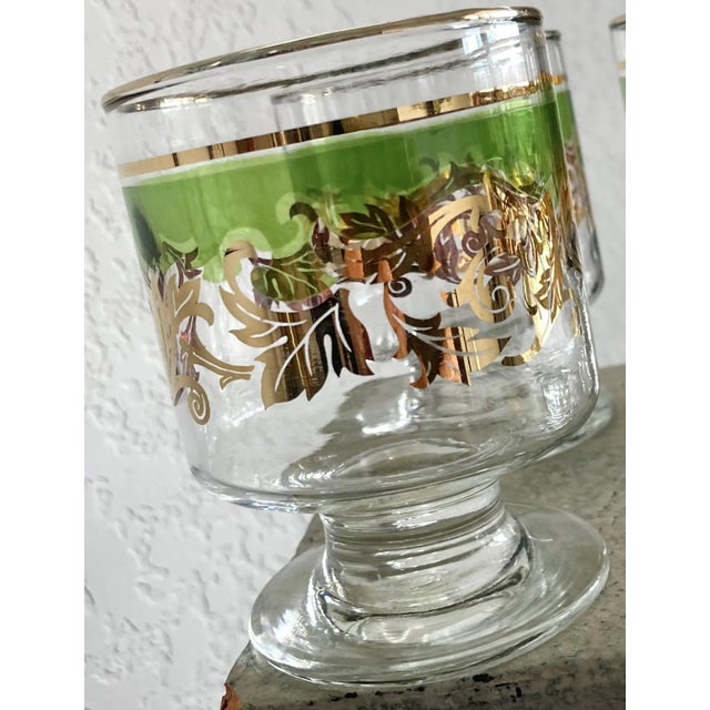 Circa 1970 22-Karat Gold Gilt Leaf & Vine Footed Rocks Glasses Attributed to Libbey Glass For Sale - Image 11 of 13