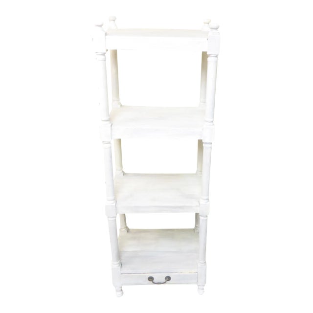 Vintage Whitewashed Weathered Etagere For Sale