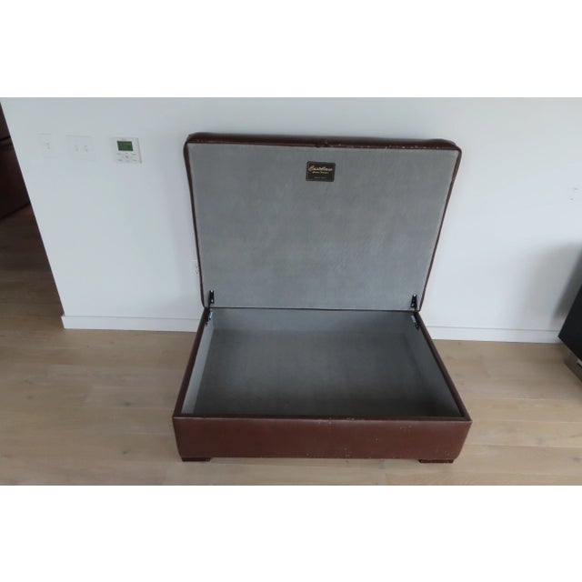 Traditional Castellano Custom Furniture Leather Storage Ottoman For Sale - Image 3 of 8