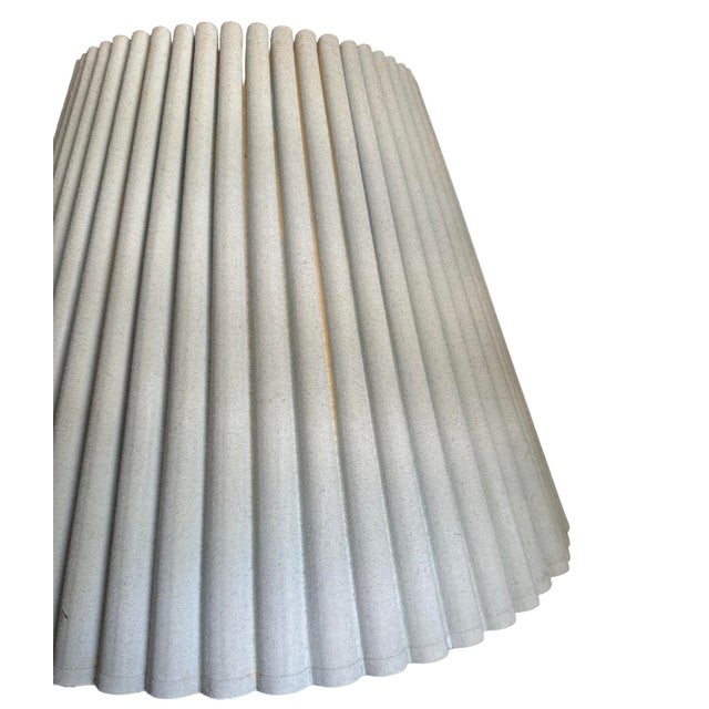 Postmodern Vintage Pale Blue Plaster Palm Lamps With Scalloped Shades - a Pair For Sale - Image 3 of 4