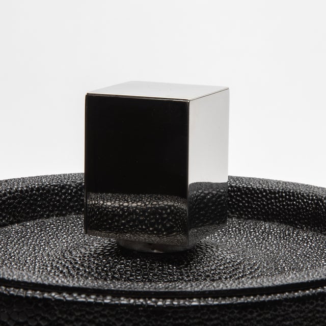 Ice Bucket in Black Shagreen With Stainless Steel Detail by Kifu Paris For Sale In Los Angeles - Image 6 of 12