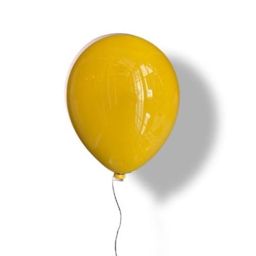 Marigold Yellow Glossy Ceramic Balloon Sculpture by ArtArsouf -Contemporary Handmade, Medium Size For Sale