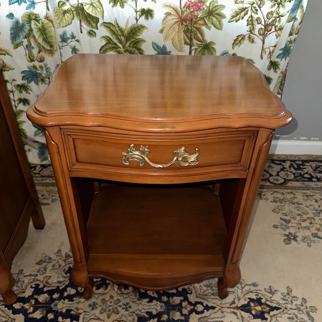 Wood 1960s Country French Cherry Nightstands – A Pair For Sale - Image 7 of 15