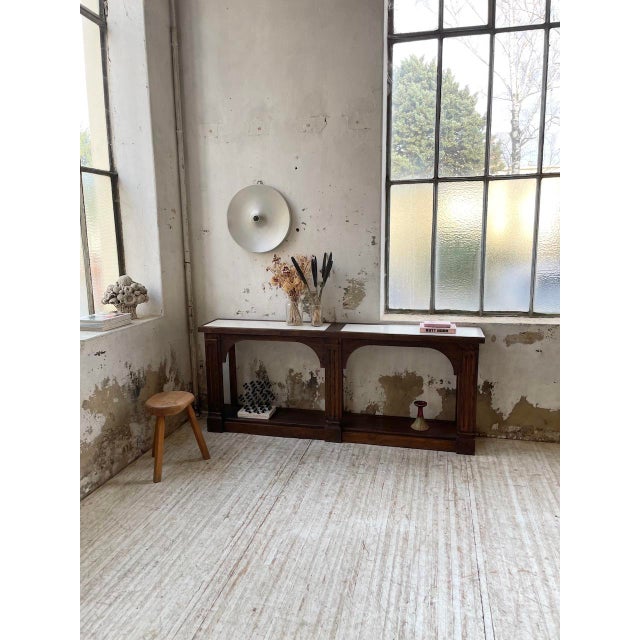 Oak Console Table with White Marble Top, 1970 For Sale - Image 4 of 18