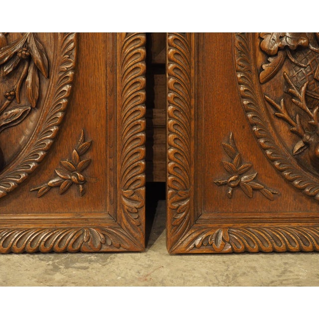 Pair of French Antique Black Forest Panels in Carved Oak, Late 19th Century For Sale - Image 15 of 18